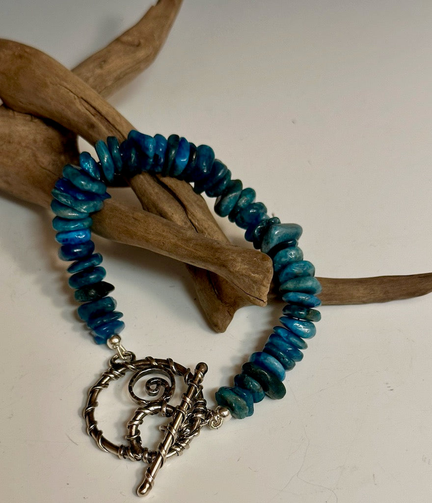 .925 ABBY BRACELET W/APATITE CHIPS  BR112