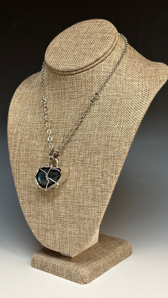 .925 CROSS CAGED LABRADORITE PENDANT ON STERLING SILVER QUINN CHAIN NECKLACE BR149