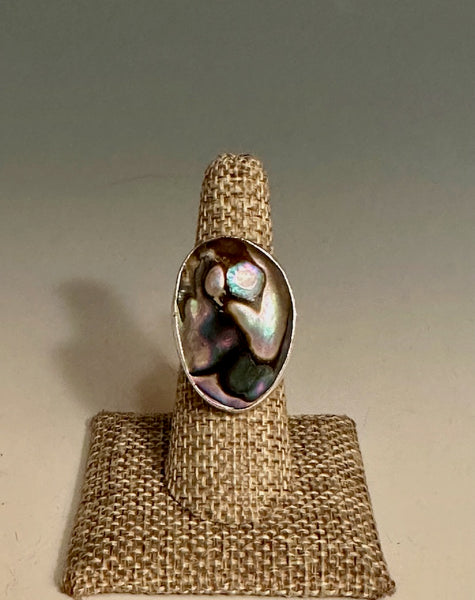 .925 LARGE ABALONE SHELL RING BR166