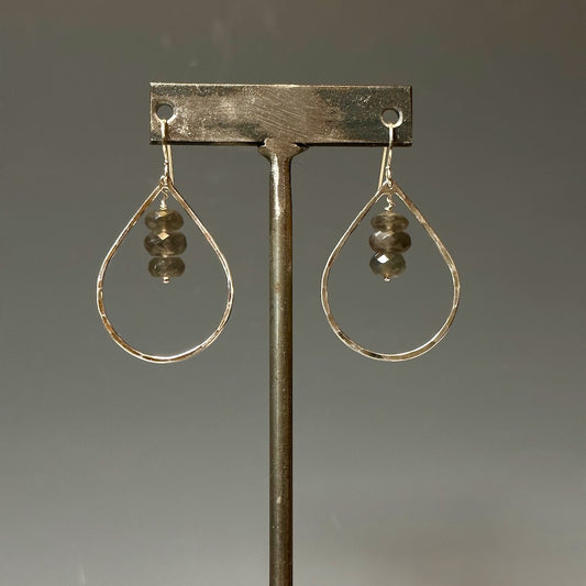 .925 LARGE TEARDROP AND GRAY MOONSTONE EARRINGS BR217