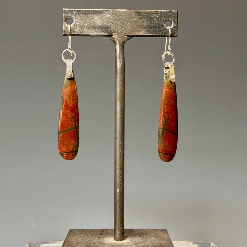 .925 RED CREEK JASPER PINDROP EARRINGS BR222