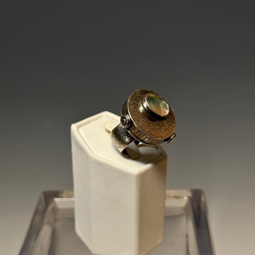 .925 HOLLOW FORM RING WITH ABALONE RING BR229