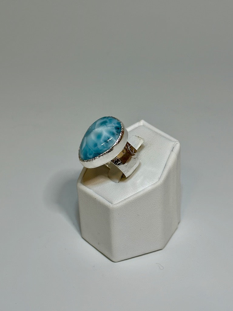 .925 LARIMAR WITH WIDE BAND RING BR253