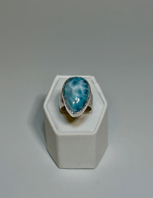 .925 LARIMAR WITH WIDE BAND RING BR253