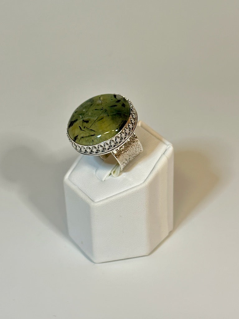 .925 PREHNITE WIDE BAND RING BR255