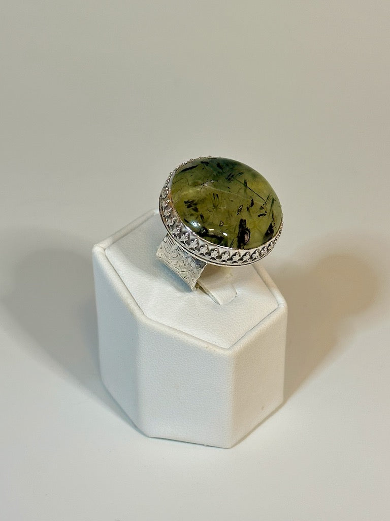 .925 PREHNITE WIDE BAND RING BR255