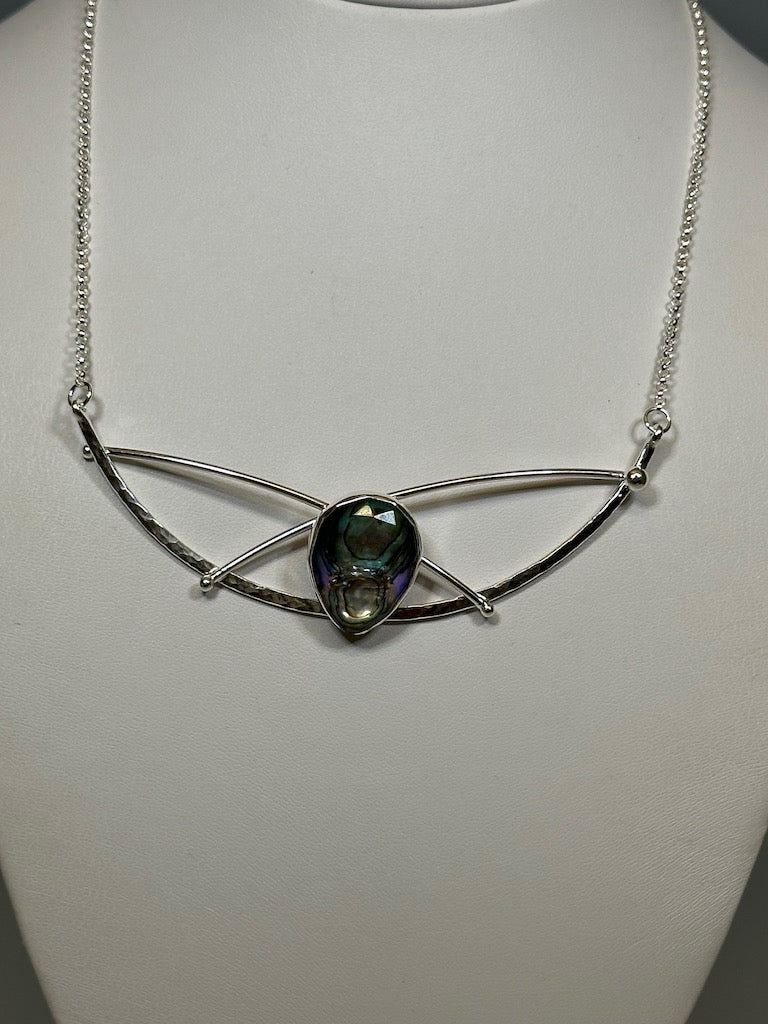 .925 JOVIE CHOKER WITH ABALONE QUARTZ DOUBLET NECKLACE  BR310