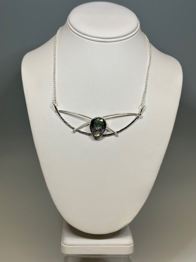 .925 JOVIE CHOKER WITH ABALONE QUARTZ DOUBLET NECKLACE  BR310