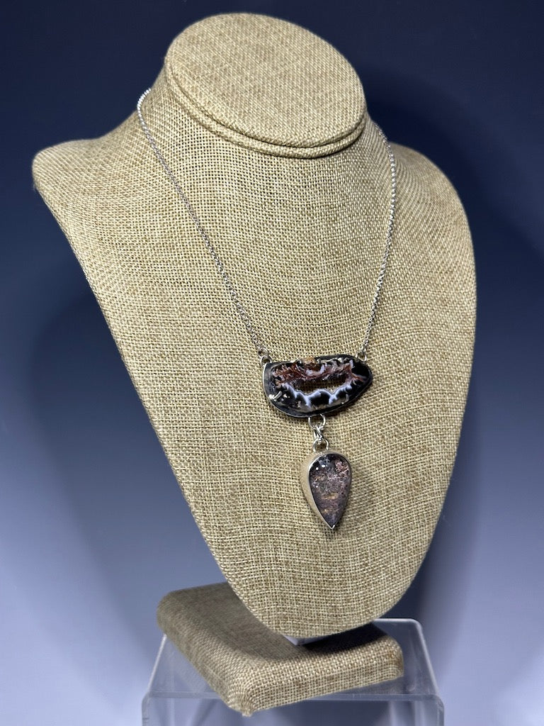 .925 CONCHO DRUZY SLICE W/LODALITE QUARTZ NECKLACE BR364