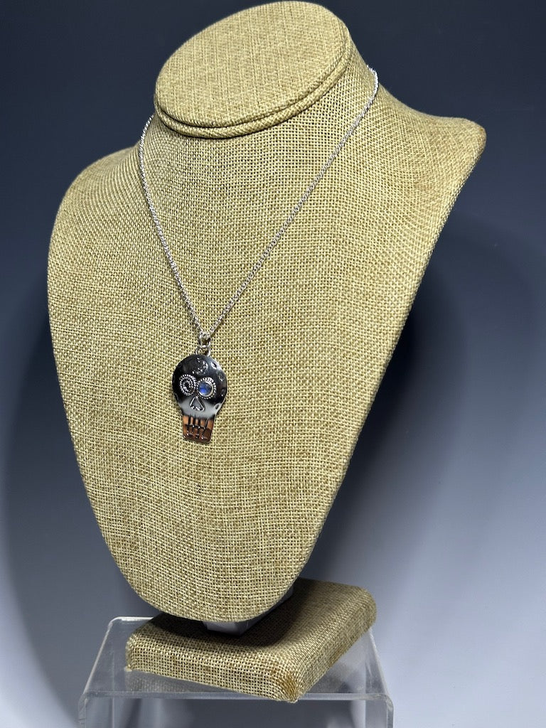 .925 SUGAR SKULL STAR W/LABRADORITE PENDANT NECKLACE BR375