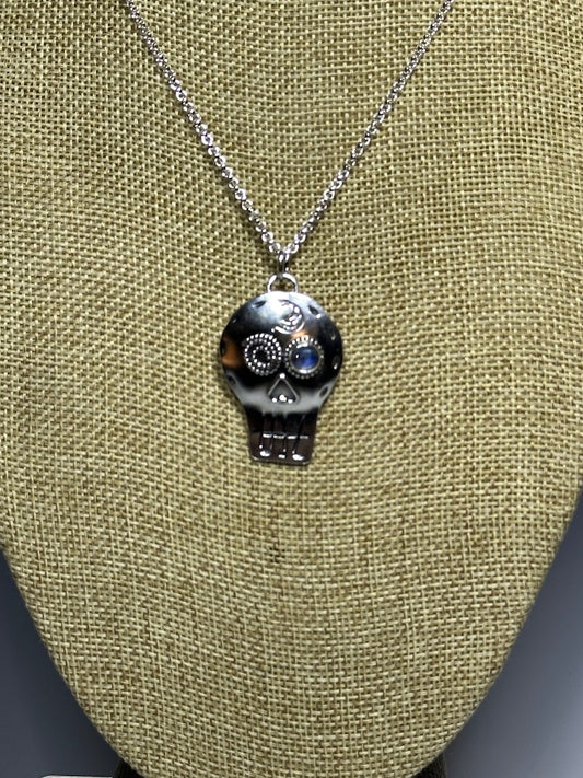 .925 SUGAR SKULL STAR W/LABRADORITE PENDANT NECKLACE BR375