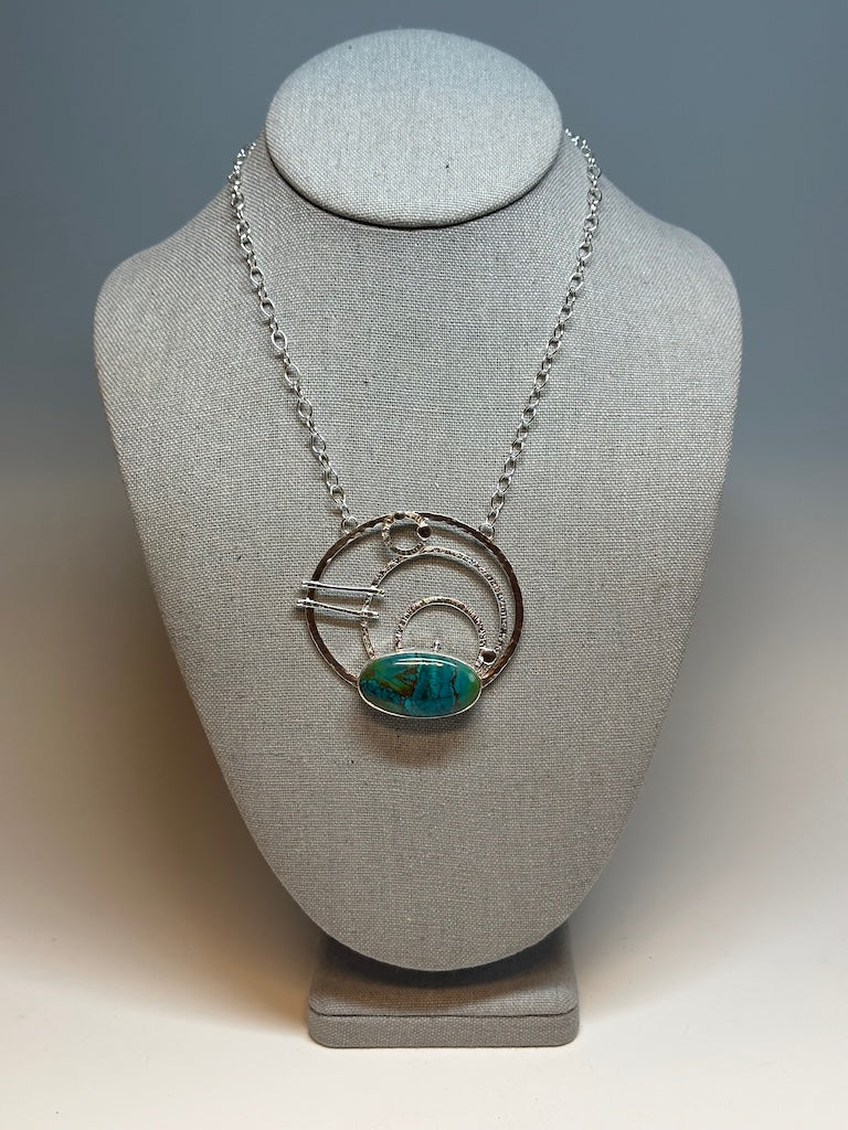 .925 COSMIC COAXAL CIRCLE PENDANT WITH SHATTUCKITE CHRYSOCOLLA BR416