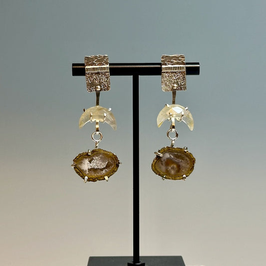 .925 GEODE MOON POST EARRINGS BR420