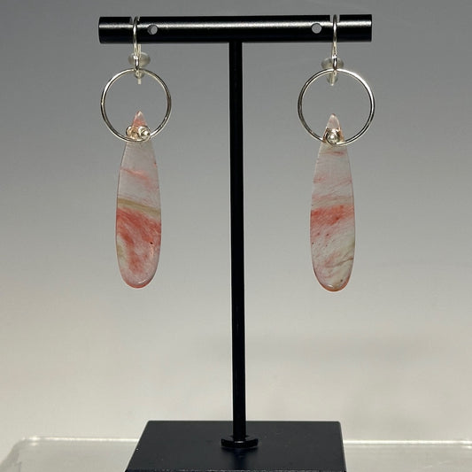 .925 PINCURL STRAWBERRY QUARTZ DROP EARRINGS BR432