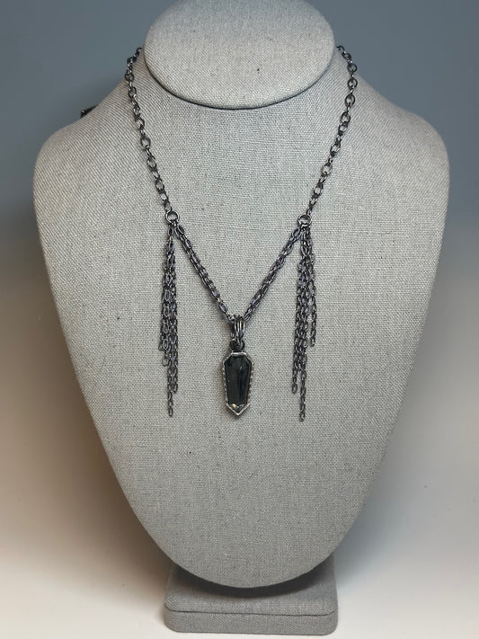 .925 NOCTURNAL BLISS NECKLACE WITH HEMATITE CRYSTAL DOUBLET PENDANT BR442