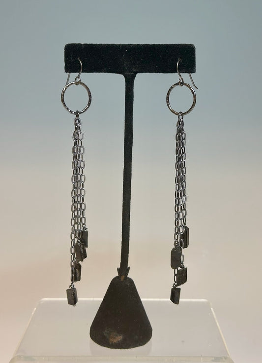 .925 NOCTURNAL BLISS EARRINGS WITH BLACK TOURMALINE BR445