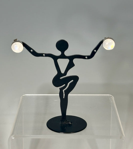 .925 10MM RAINBOW MOONSTONE POST STUD EARRINGS BR457