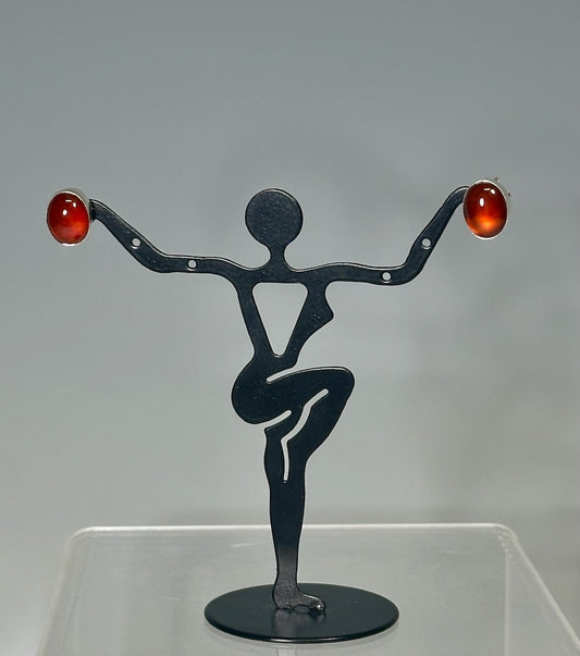 .925 OVAL CARNELIAN POST STUD EARRINGS BR460