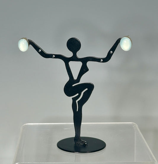 .925 OVAL AQUA CHALCEDONY POST STUD EARRINGS BR461