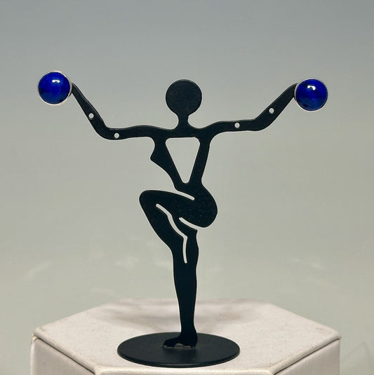 .925 10MM COBALT BLUE LAPIS STUD EARRINGS BR476.3