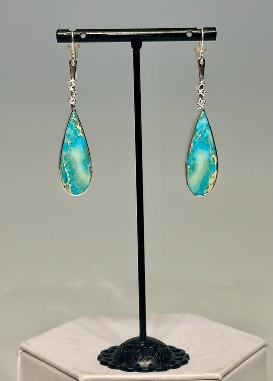 .925 TURQUOISE SEA SEDIMENT TEARDROP EARRINGS BR481