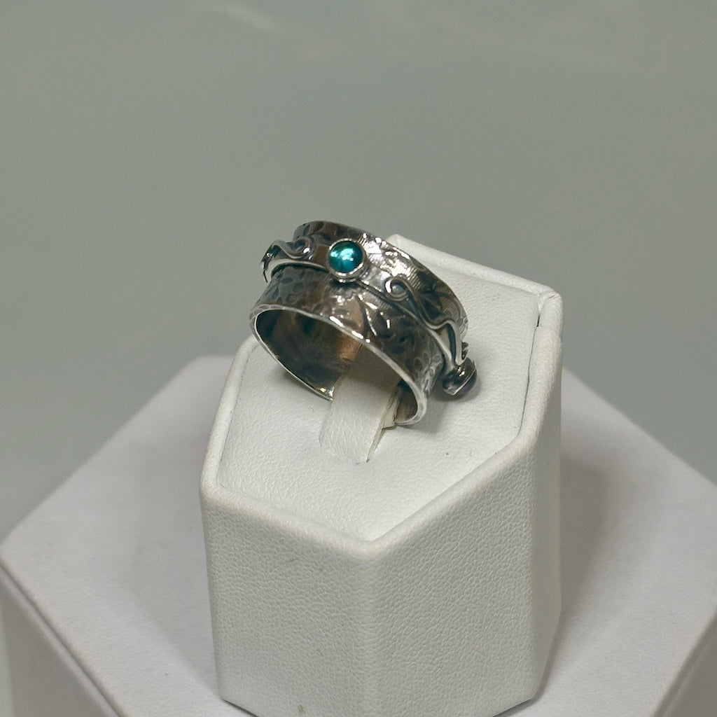 .925 LITTLE TWIDDLE RING #1 WITH AMETHYST, CITRINE, BLUE QUARTZ BR489