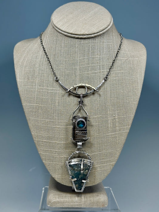 .925 SPIRIT BOX NECKLACE WITH LABRADORITE BR500