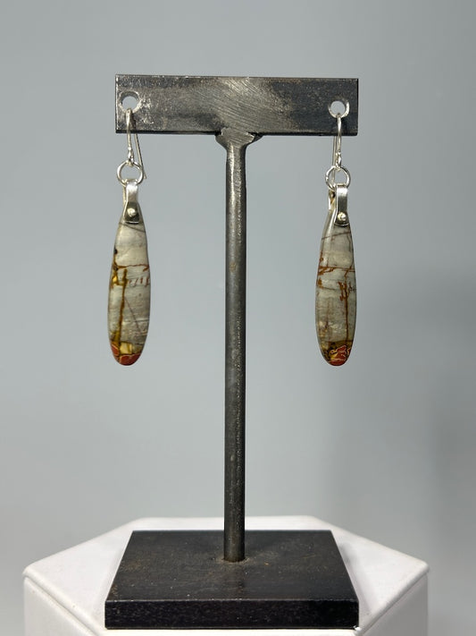 .925 PIN DROP EARRINGS WITH RED CREEK JASPER BR515