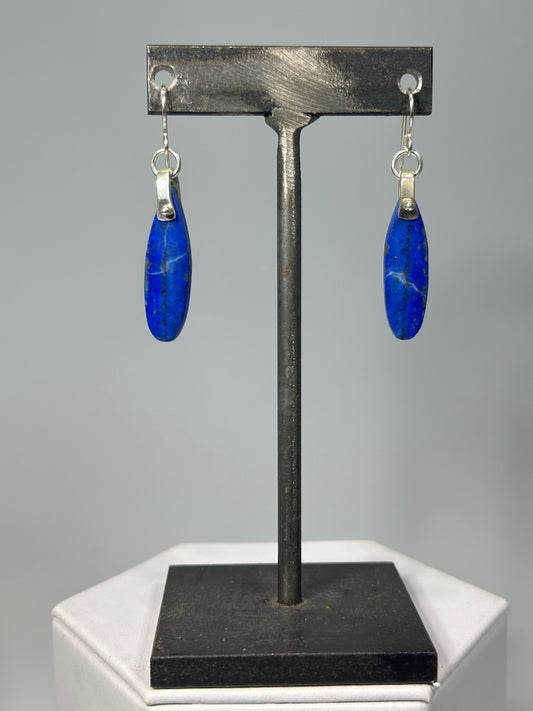 .925 PIN DROP EARRINGS WITH LAPIS BR516