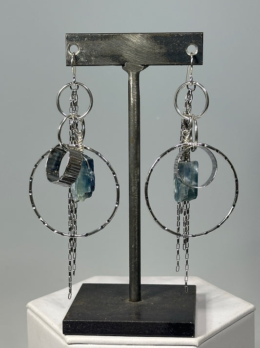 .925 LOST'N FOUND EARRINGS WITH ROUGH BLUE KYANITE BR541