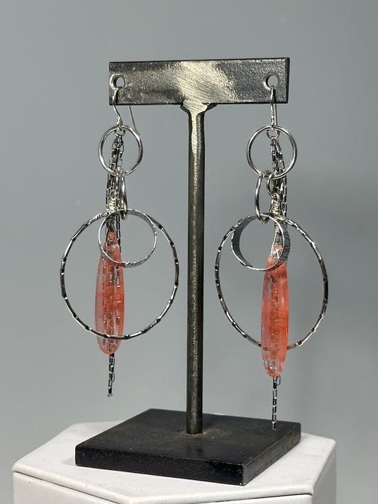 .925 LOST'N FOUND EARRINGS WITH STRAWBERRY QUARTZ BR543