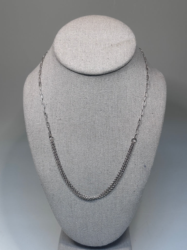 .925 OXIDIZED DOUBLE ROLO WITH FLAT OVAL CABLE CHAIN BR562