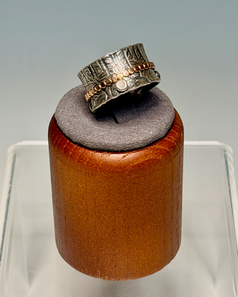 .925 1/20 14K ROSE GOLD FILLED, BARK TEXTURE TWIDDLE RING BR564