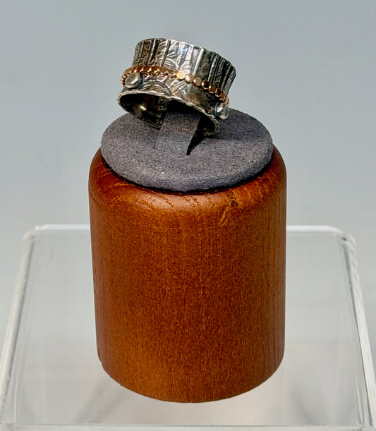 .925 1/20 14K ROSE GOLD FILLED, BARK TEXTURE TWIDDLE RING BR564