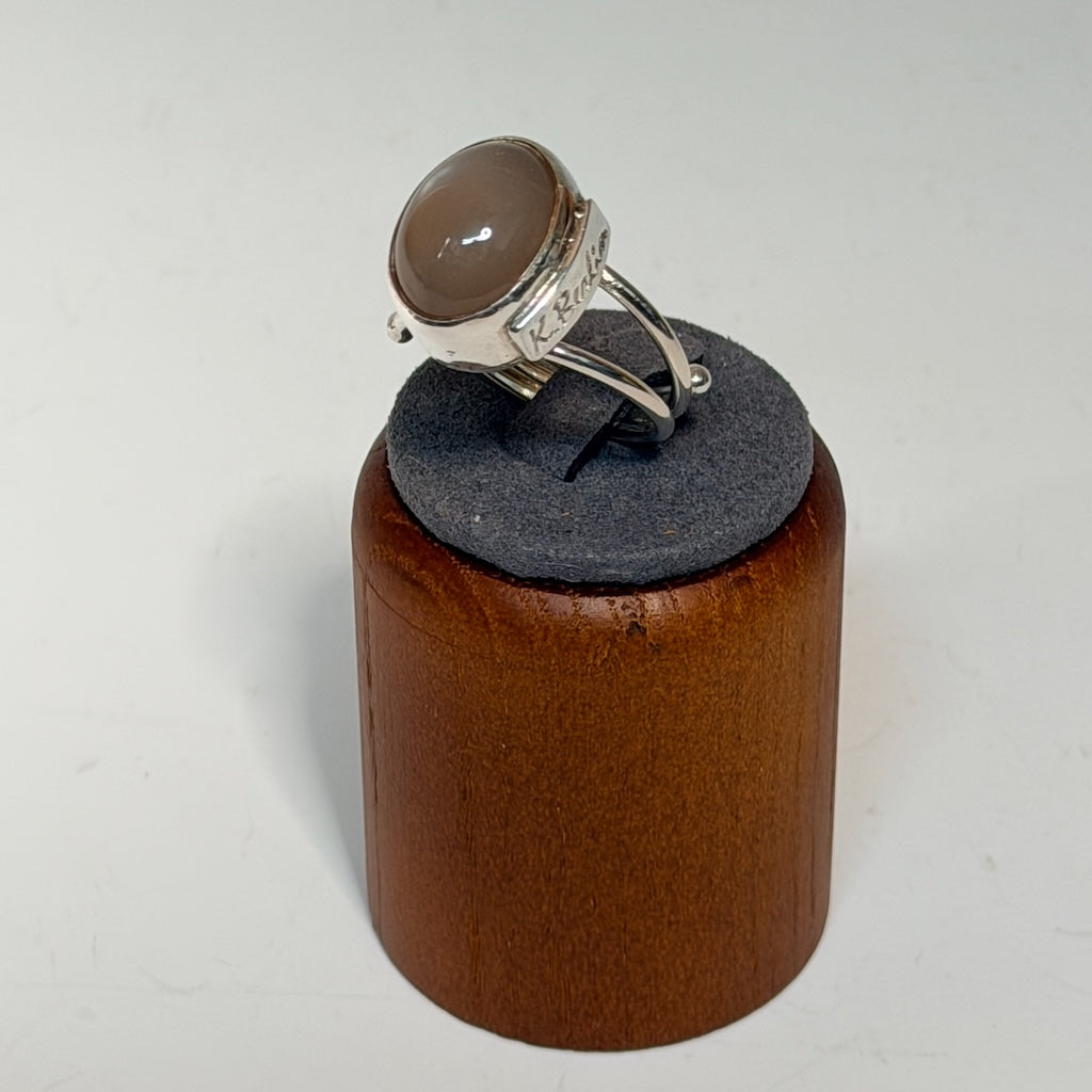.925 MINK MOONSTONE RING WITH WIRE WRAP BAND BR568