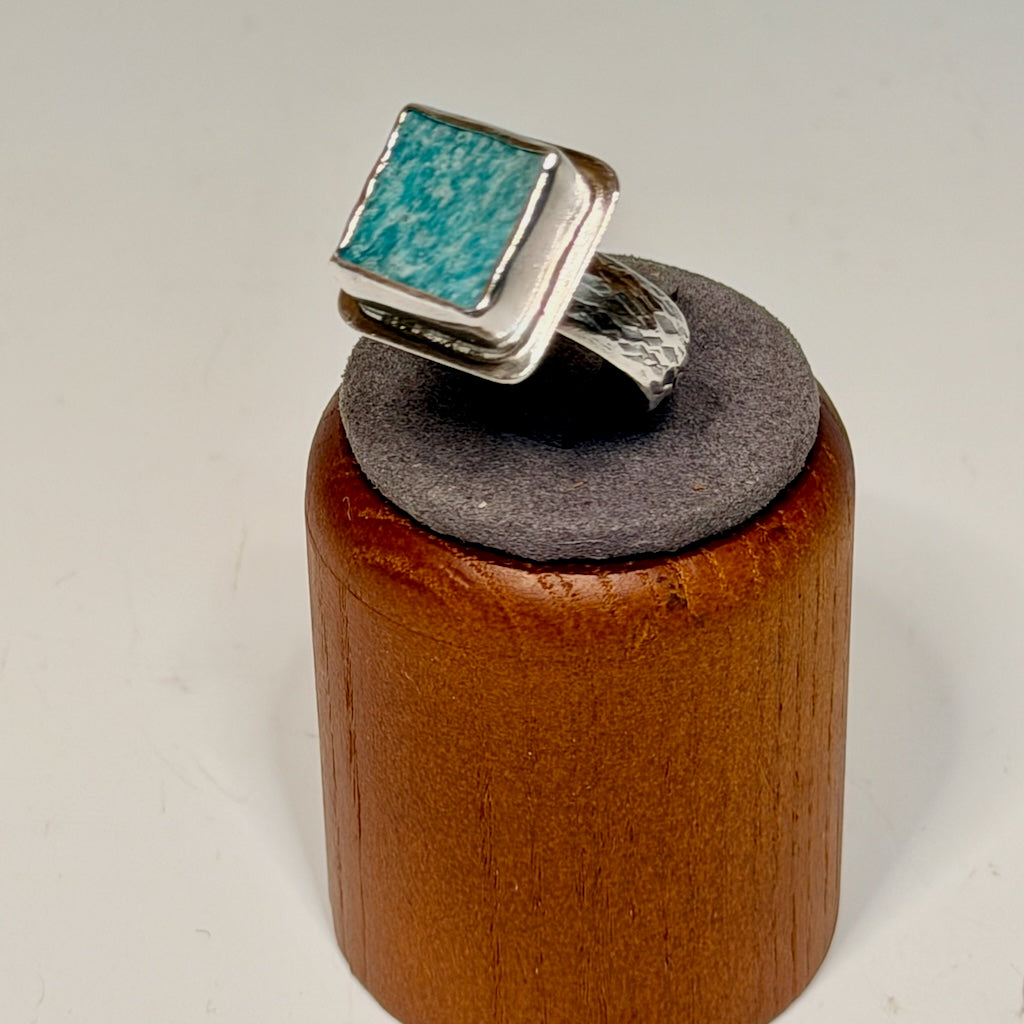 .925 NATURAL SURFACE AMAZONITE RING BR575