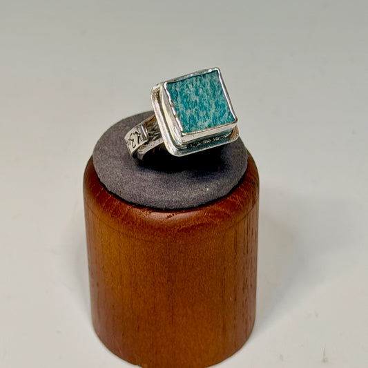 .925 NATURAL SURFACE AMAZONITE RING BR575