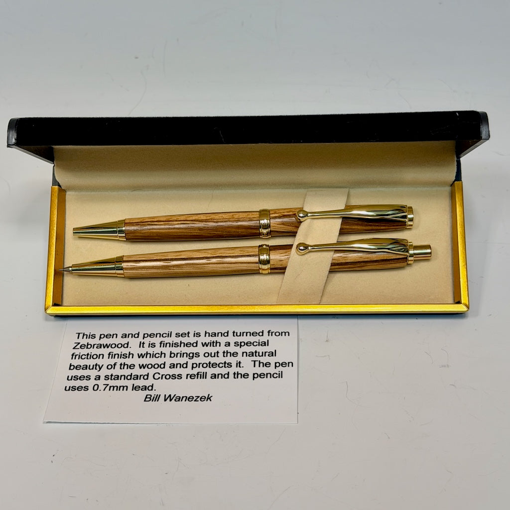 MEDIUM POINT PEN AND PENCIL SET WITH ZEBRAWOOD PP.2