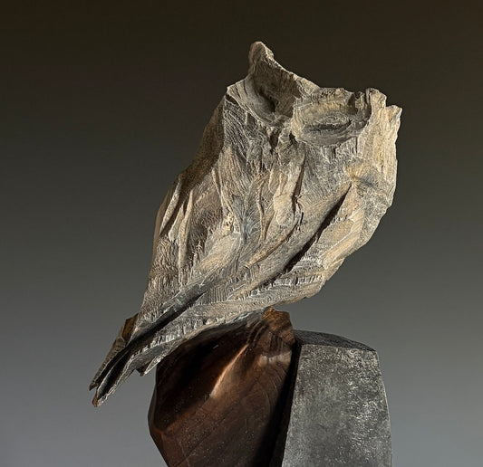 "BATHED IN MOONLIGHT II" HAND CARVED LEYLAND CYPRESS WITH CHALK PAINT SCULPTURE