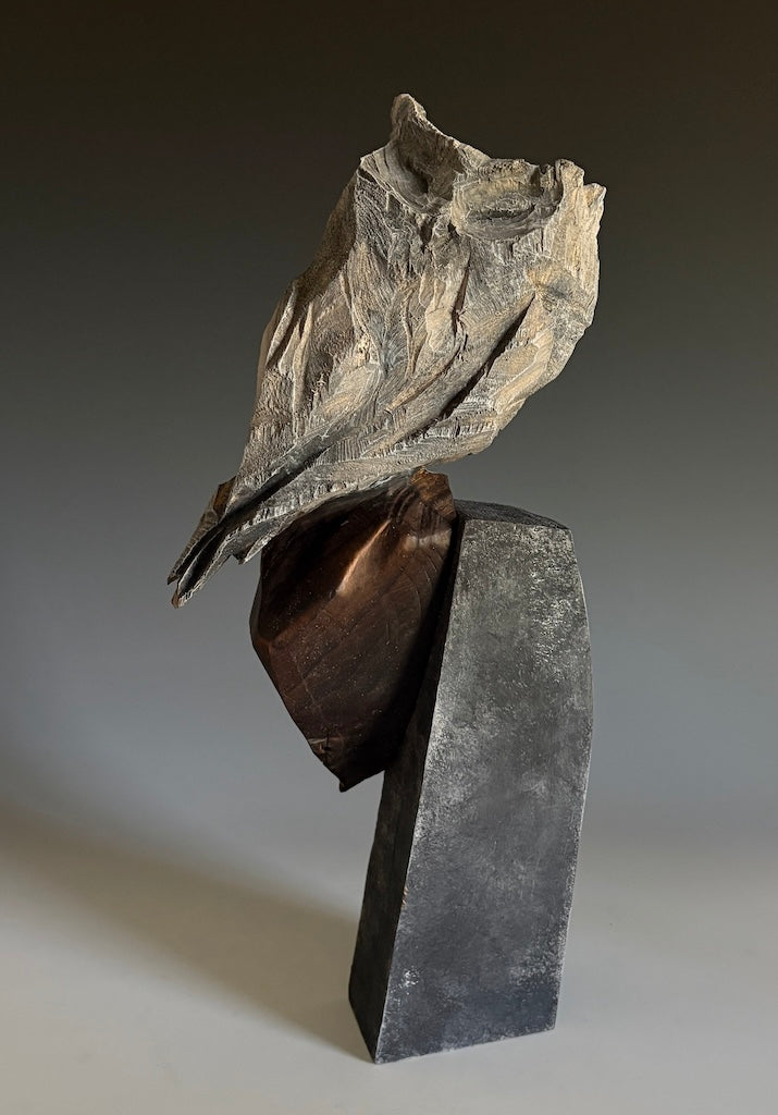 "BATHED IN MOONLIGHT II" HAND CARVED LEYLAND CYPRESS WITH CHALK PAINT SCULPTURE