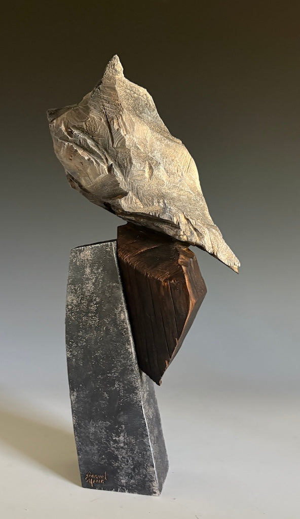"BATHED IN MOONLIGHT II" HAND CARVED LEYLAND CYPRESS WITH CHALK PAINT SCULPTURE