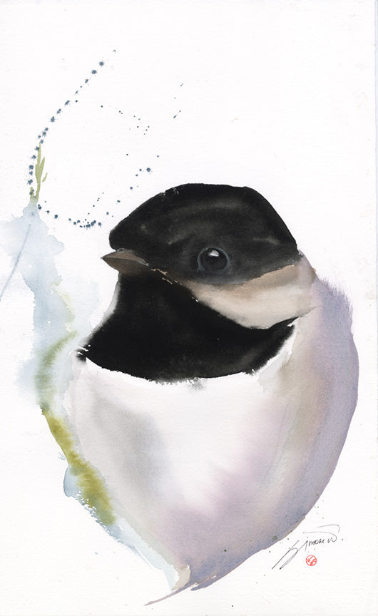 "BLACK CAPPED CHICKADEE I" Original Watercolor/Framed