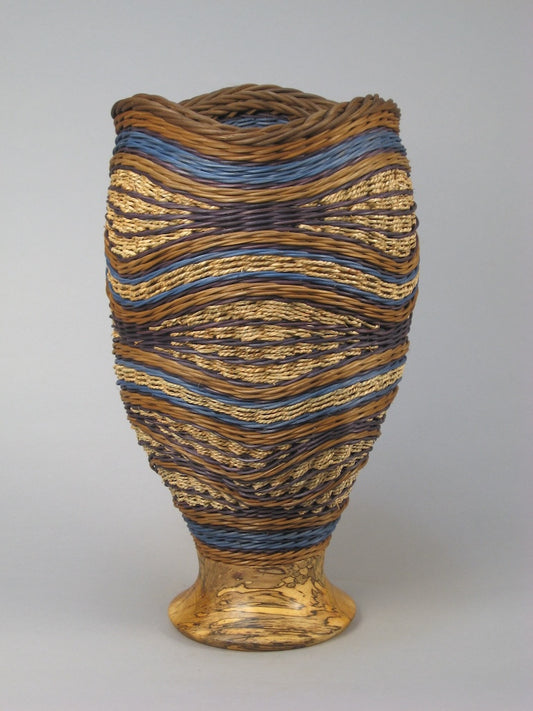 BLUE RIVERS WITH SPALTED MAPLE MIXED MEDIA BASKETRY