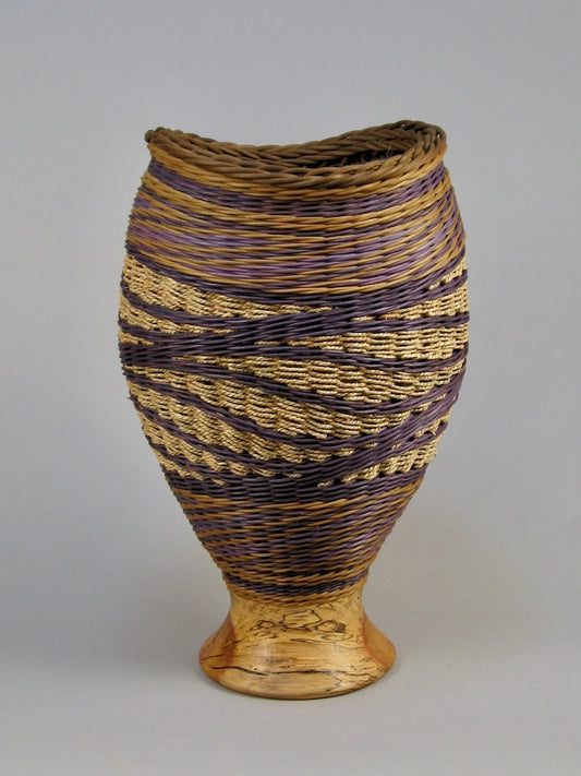 BLUE SPIRAL HILLS MIXED MEDIA BASKETRY W/SPALTED POPLAR