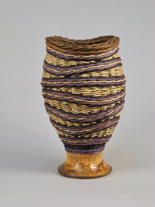 BLUE STEPS MIXED MEDIA BASKETRY W/SPALTED POPLAR