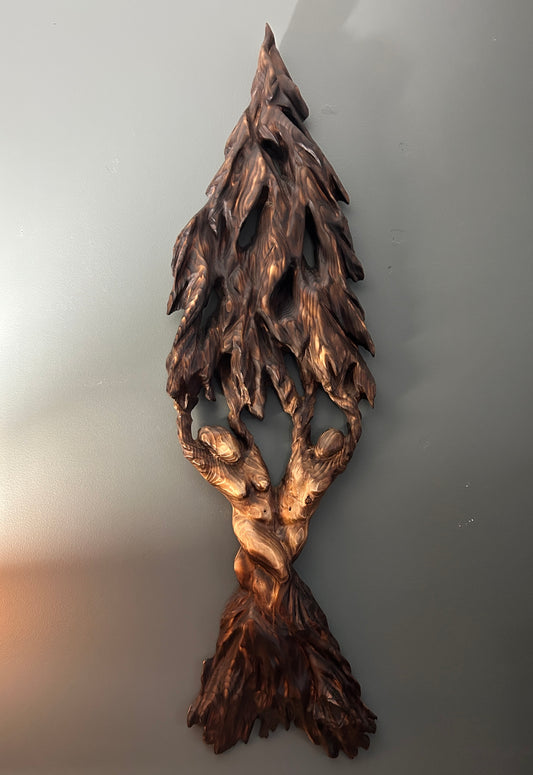 "BOUND BY NATURE" WHITE PINE WOOD WALL SCULPTURE