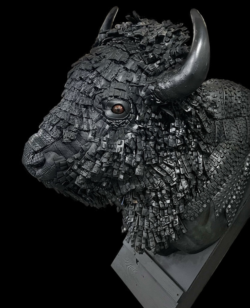 "GRAND BUFFALO" RECLAIMED BIKE TIRE SCULPTURE
