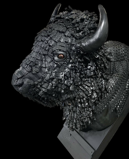 "GRAND BUFFALO" RECLAIMED BIKE TIRE SCULPTURE