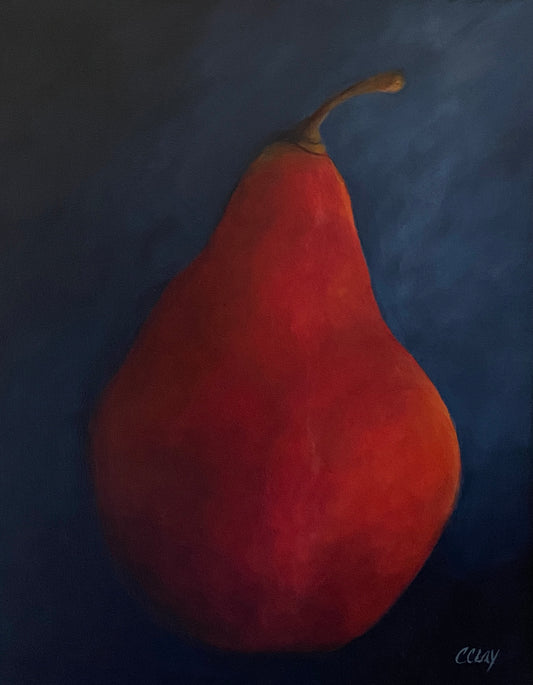 "RED PEAR No. 2" Original Acrylic Painting/Framed