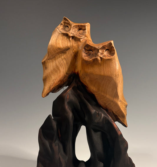 "CARPE DIEM VI" HAND CARVED WILD CHERRY SCULPTURE